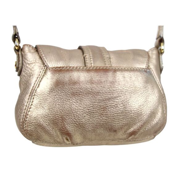 MICHAEL KORS ANTIQUE GOLD GENUINE LEATHER FLAP X-BODY SHOULDER BAG HANDBAG PURSE - Picture 6 of 14